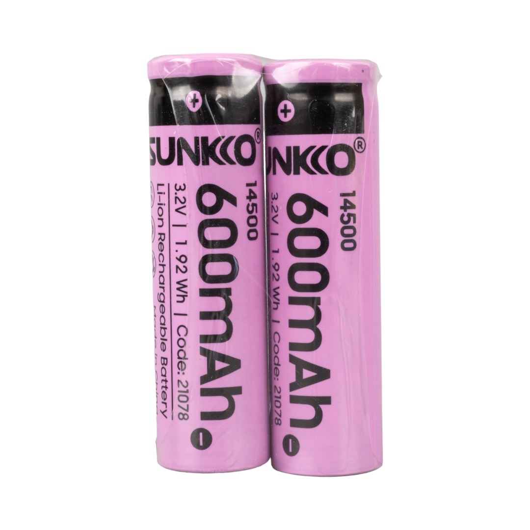 SUNKKO IFR 3.2 VOLT 600 MAH 14500 ŞARJ EDİLEBİLİR PİL (2Lİ PAKET) (4767)