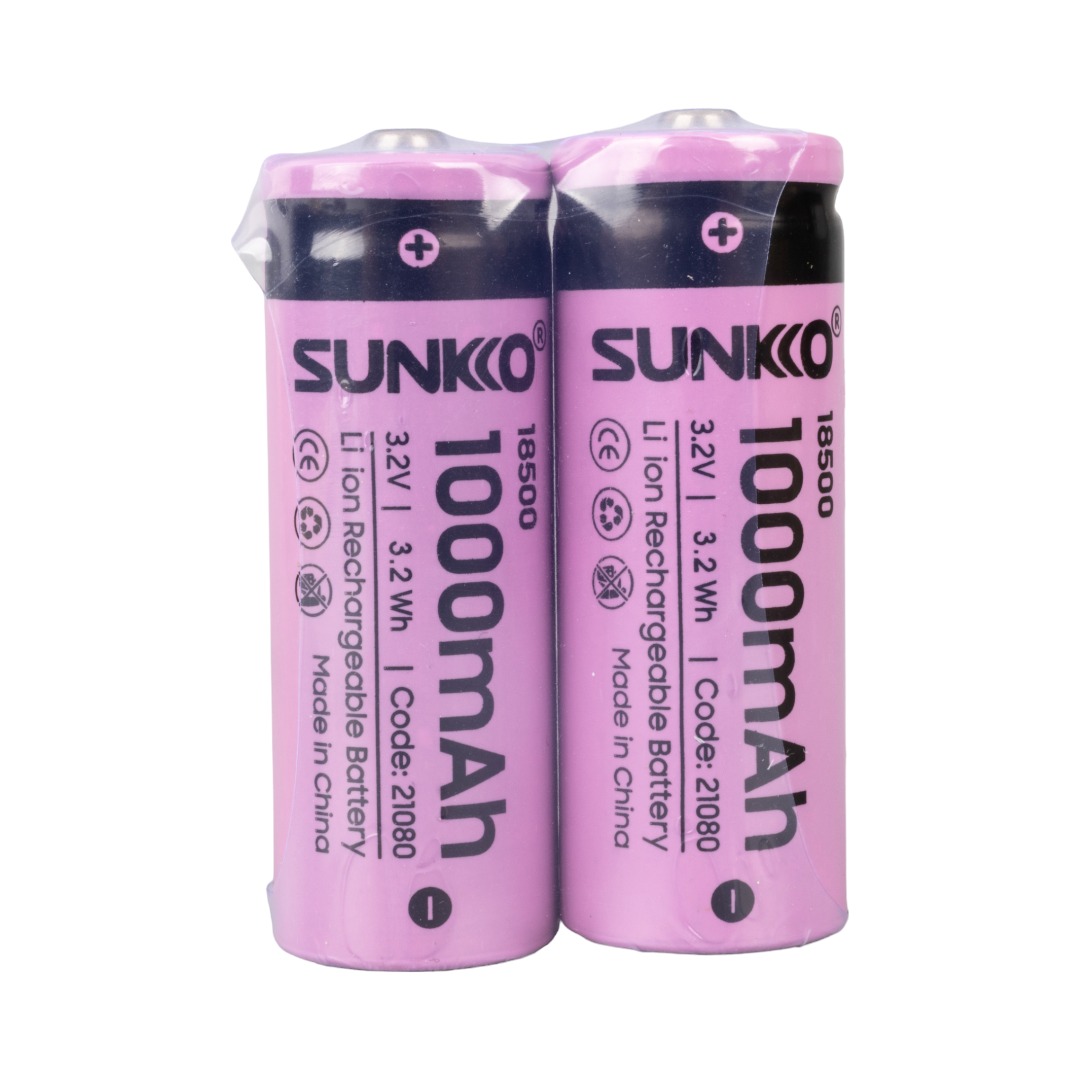 SUNKKO IFR 3.2 VOLT 1000 MAH 18500 ŞARJ EDİLEBİLİR PİL (2Lİ PAKET) (4767)