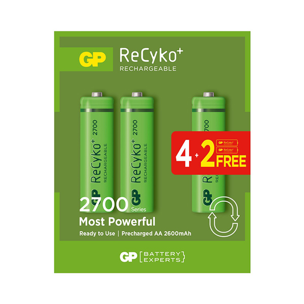 GP RECYKO 2600 MAH AA KALEM 6LI ŞARJLI PİL 4+2 PAKET FİYATI (4767)