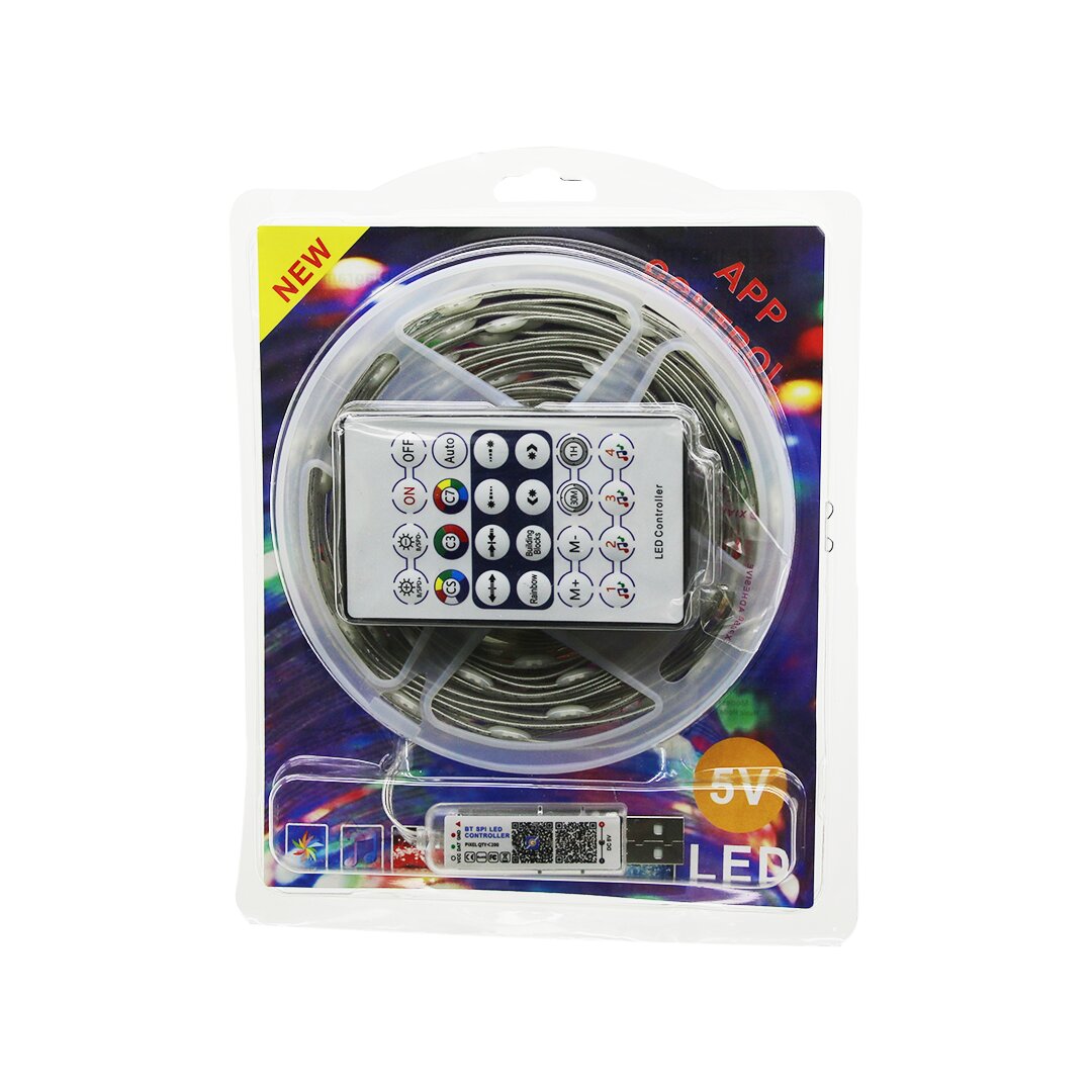 9MT  KUMANDALI - USB Lİ  RGB ŞERİT LED  0.4W/M - 20lm/led   -20+55°C (4767)