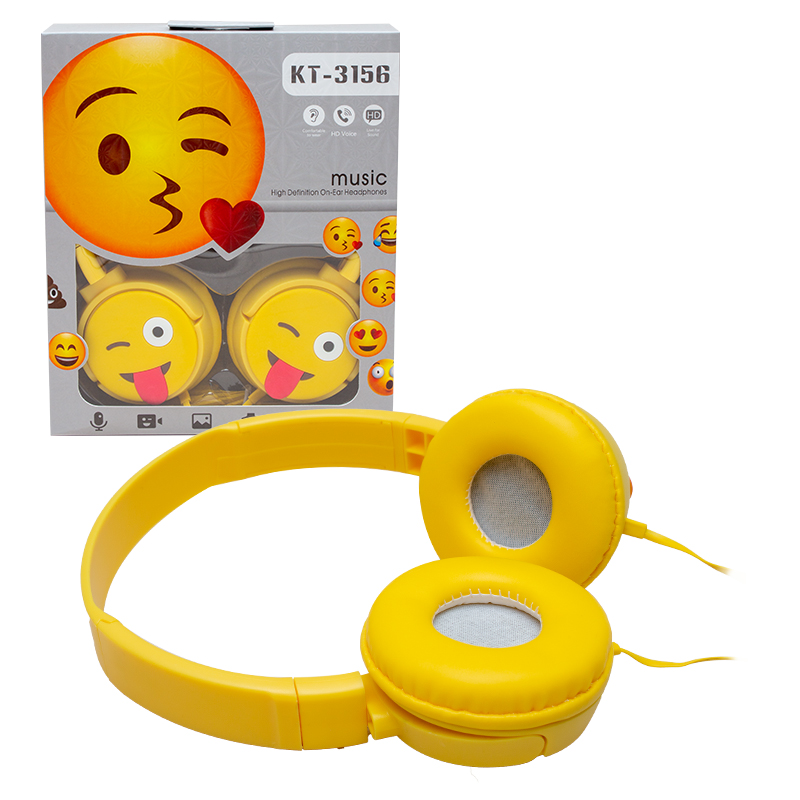 KT-3156 3.5MM JACKLI KULAKÜSTÜ KABLOLU EMOJİ KULAKLIK (4767)