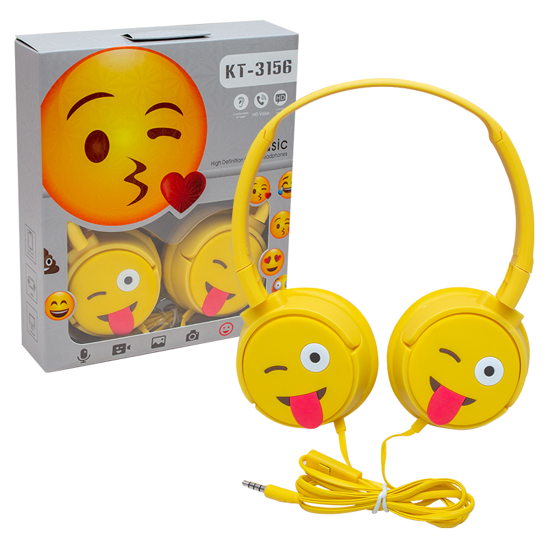 KT-3156 3.5MM JACKLI KULAKÜSTÜ KABLOLU EMOJİ KULAKLIK (4767)