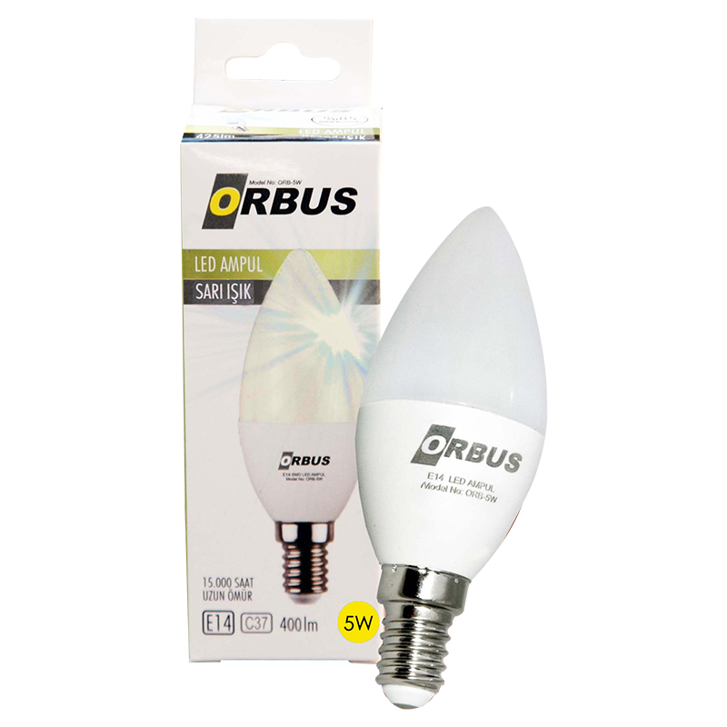 ORBUS ORB-5WS C37 5 WATT E14 400 LMN SARI TASARRUFLU AMPÜL (4767)