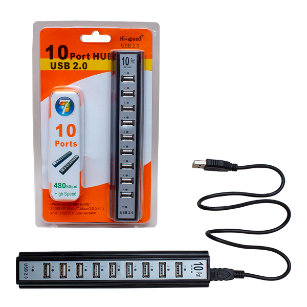 USB 2.0 10 PORT ADAPTÖRLÜ USB HUB ÇOKLAYICI (4767)