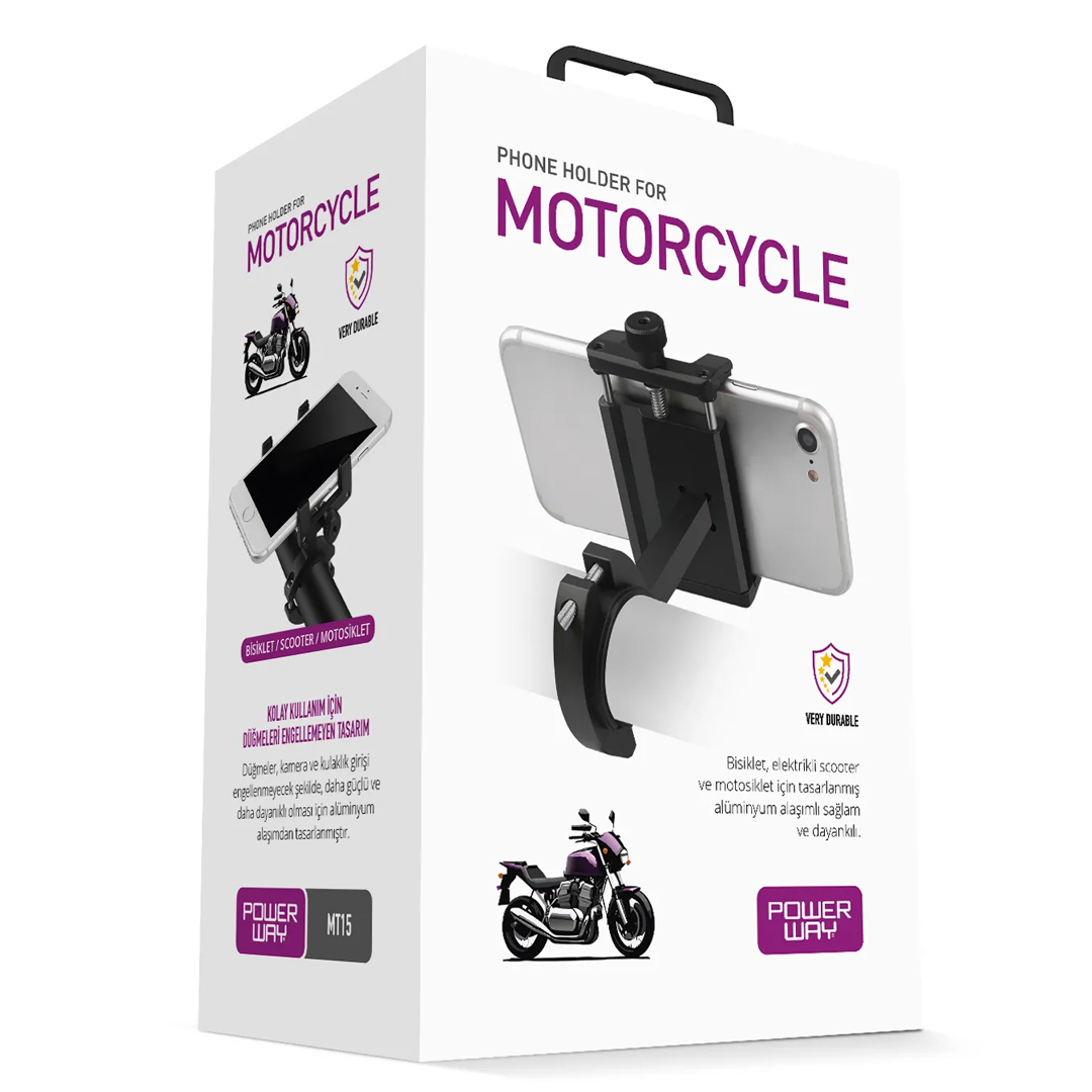 MT15 MOTOSİKLET BİSİKLET SCOOTER İÇİN DAYANIKLI GİDON UYUMLU CNC ALÜMİNYUM TELEFON TUTUCU (4767)