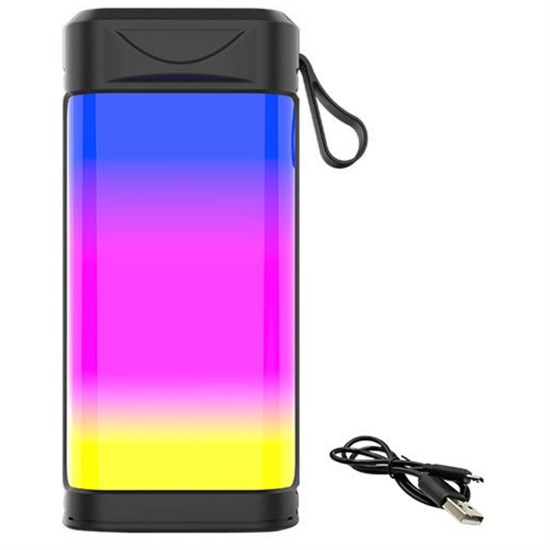 Usb Şarjlı Renkli LED Işıklı 1200 mAh 5W Portatif Müzik Sistemli Mini El Tipi Hoparlör (4767)