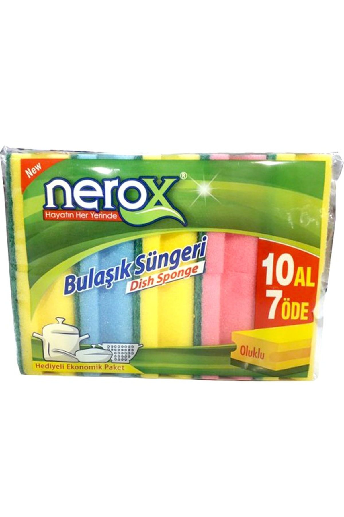 Nerox Bulaşık Süngeri Oluklu 10'Lu NRX-F550