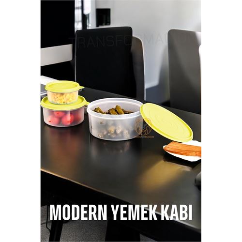 Turk Lifewit Yemek Kabı 3 lü Set Modern Bento Sefer Tası Seti SARI