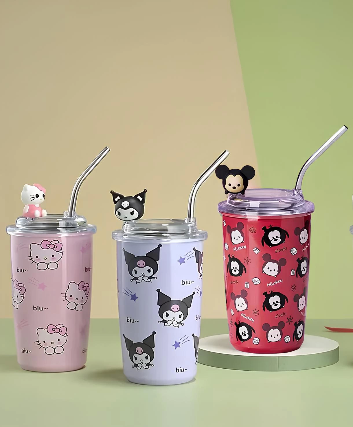 Kuromi,hello Kitty,ve Mickey Mouse Pipetli Bardak Termos Alk2965