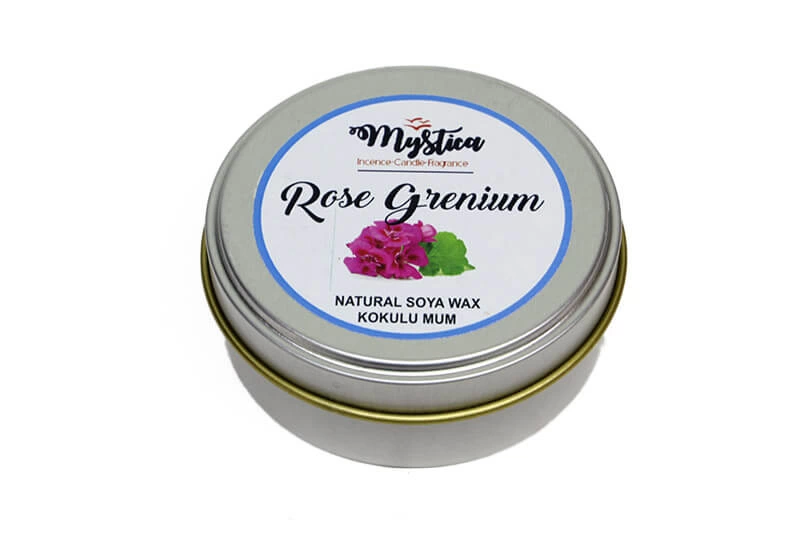 Soya Wax  Mum Kokulu Tenekede Rose Grenium