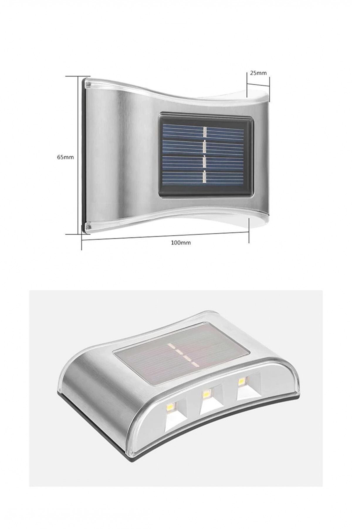 CLZ192 4 Lü Metal Modern Solar Duvar Lamba Dekorasyon Aydınlatma Aplik 6 Ledli Güneş Enerji Işığı