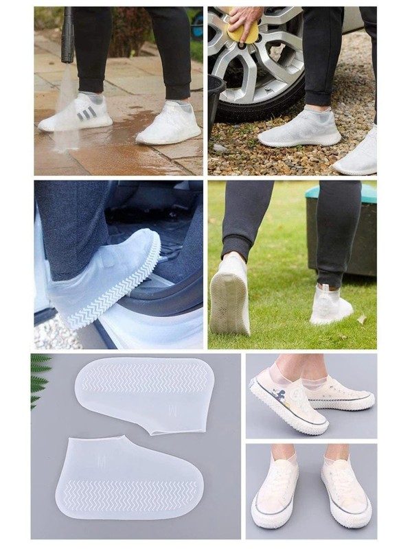 CLZ192 Beyaz Silikon Yağmur Koruyucu Ayakkabı Kılıfı Kaymaz Su Kir Geçirmez Small (26-33)