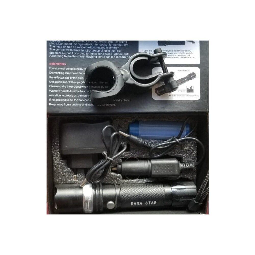 CLZ192 Km-110 Profesyonel Şarjlı El Feneri Ledli+flashlight+zoom Özellikli Tüfek Aparatlı 6 Parça Full Set