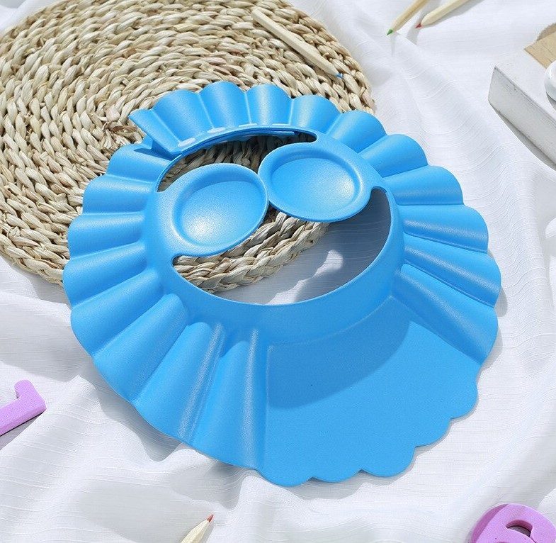 CLZ192 Bebek Banyo Şapkası Düğmeli Kulaklıklı Mavi