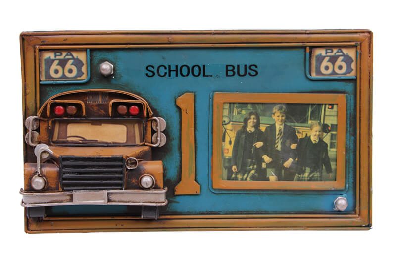 CLZ192 Dekoratif Metal Çerçeve Okul Otobüsü Dekorlu