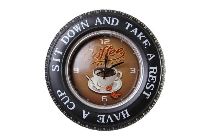 CLZ192 Dekoratif Araba Tekerleği Coffea Timetemalı Saatli Led Işıklı