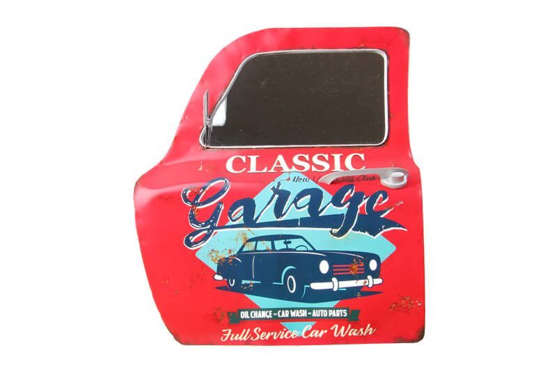 CLZ192 Dekoratif Classic Garage Temalı Kırmızı Araba Kapısı Ayna