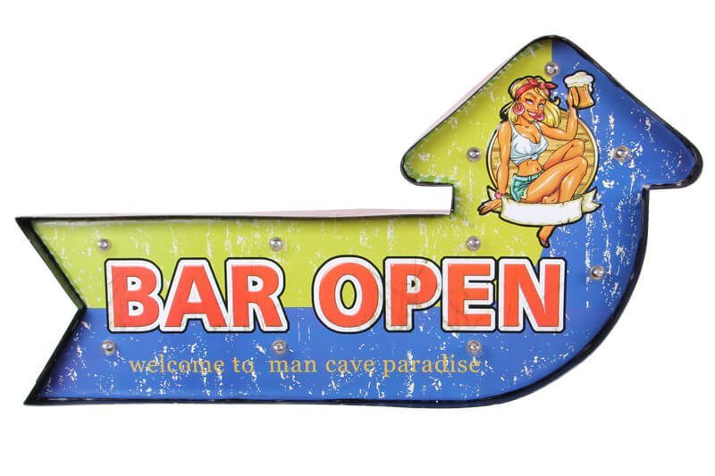 CLZ192 Bar Open Temalı Ledli Bar Tabelası