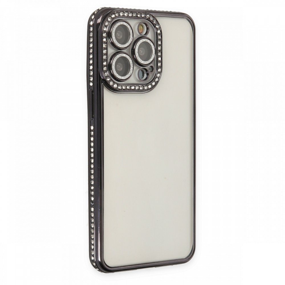 CLZ942 İphone 13 Pro Kılıf Joke Taşlı Silikon - Ürün Rengi : Gümüş