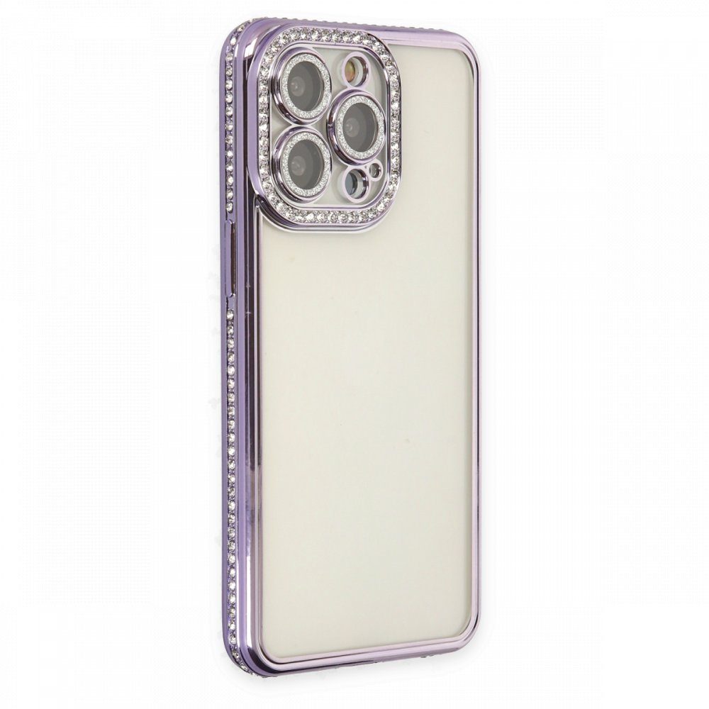 CLZ942 İphone 13 Pro Kılıf Joke Taşlı Silikon - Ürün Rengi : Gümüş