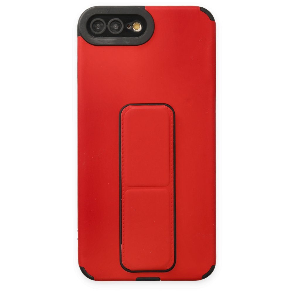 CLZ942 İphone 8 Plus Kılıf Mega Standlı Silikon - Ürün Rengi : Kırmızı