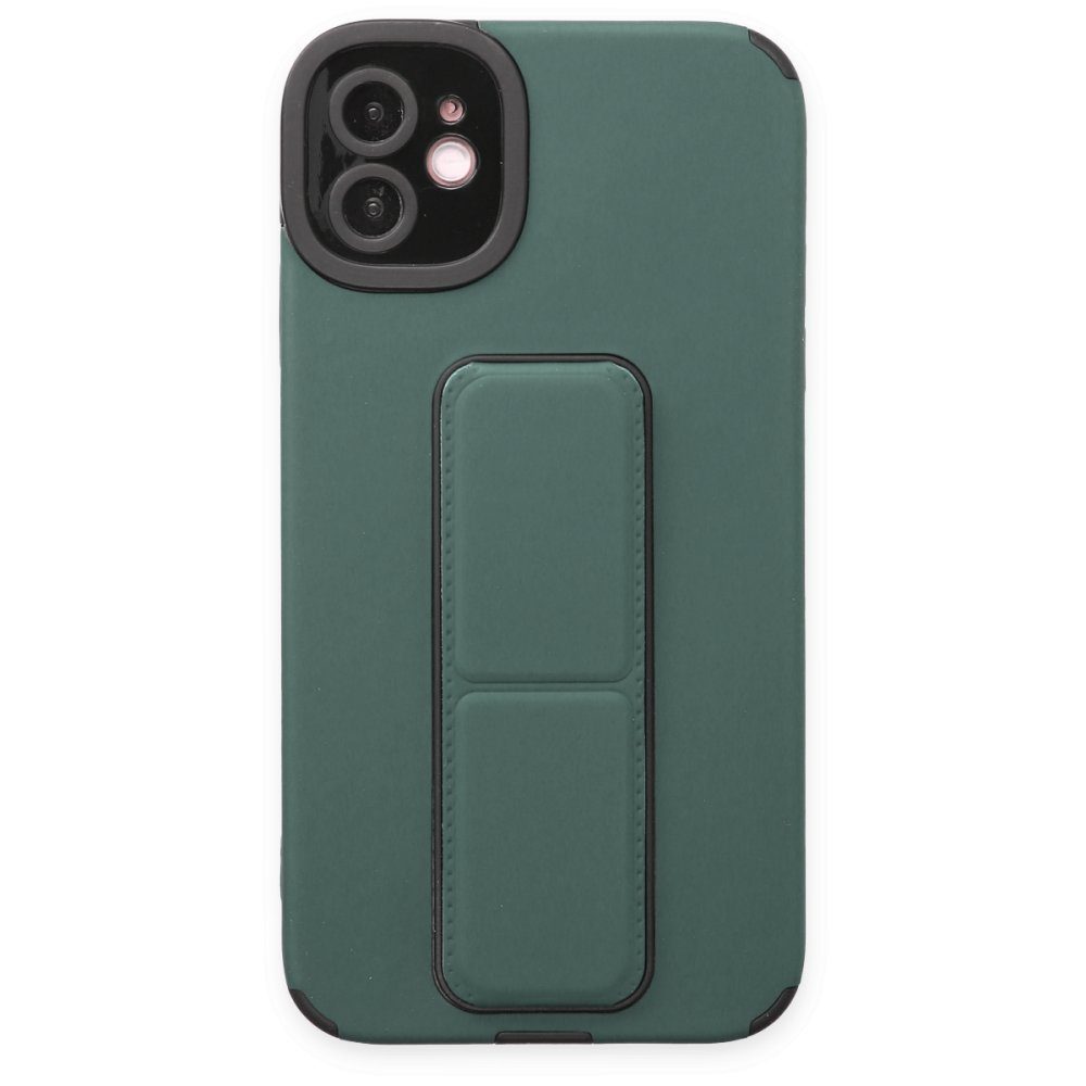 CLZ942 İphone 12 Kılıf Mega Standlı Silikon - Ürün Rengi : Yeşil