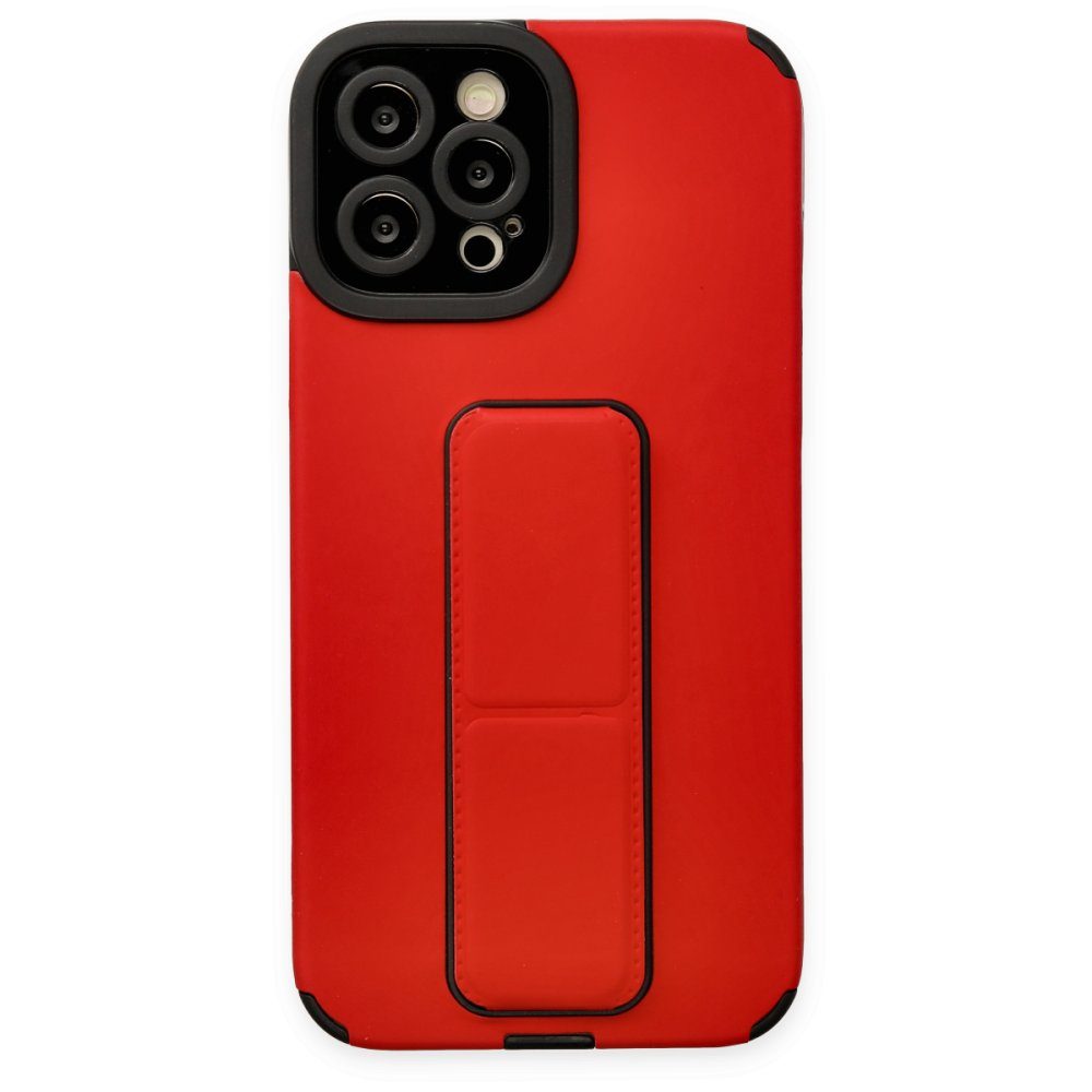 CLZ942 İphone 12 Pro Max Kılıf Mega Standlı Silikon - Ürün Rengi : Siyah