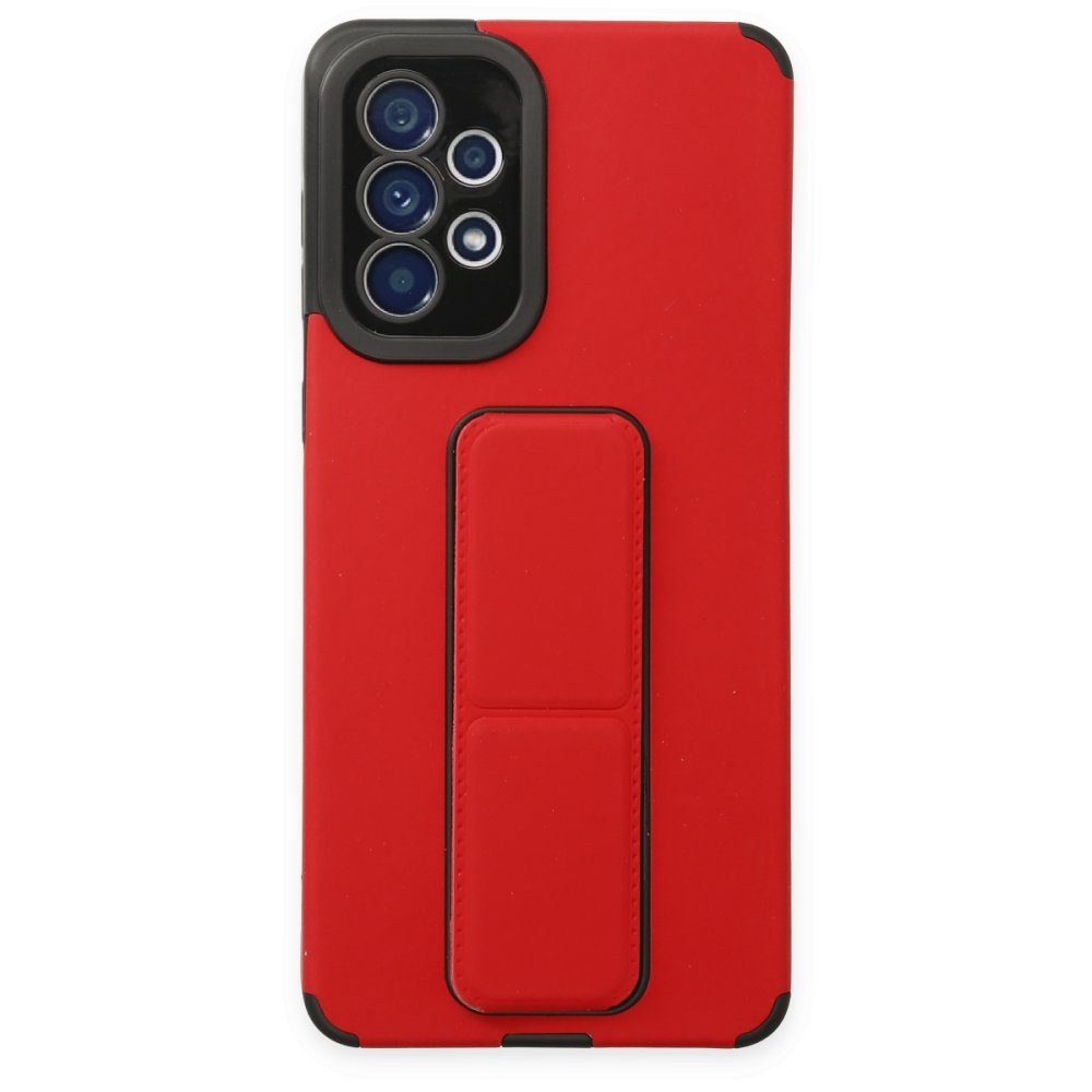 CLZ942 Samsung Galaxy A52 Kılıf Mega Standlı Silikon - Ürün Rengi : Kırmızı