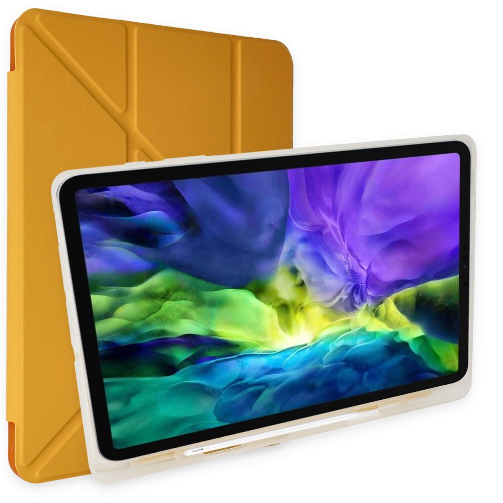 CLZ942 İpad 10.2 (7.nesil) Kılıf Kalemlikli Mars Tablet Kılıfı - Ürün Rengi : Açık Sarı