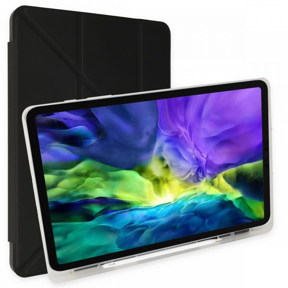 CLZ942 Samsung Galaxy T970 Tab S7 Plus 12.4 Kılıf Kalemlikli Mars Tablet Kılıfı - Ürün Rengi : Siyah