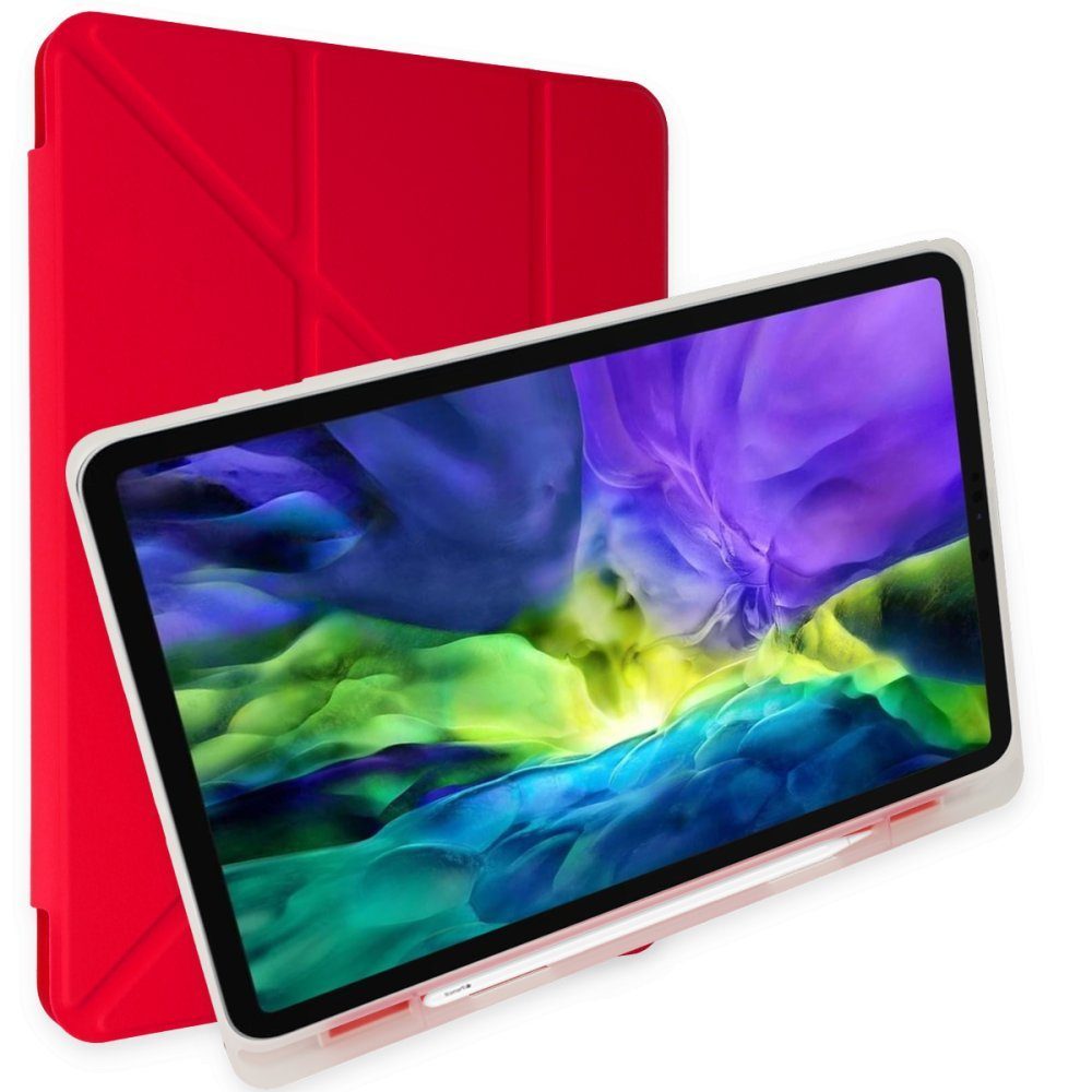 CLZ942 Samsung Galaxy X800 Tab S8 Plus 12.4 Kılıf Kalemlikli Mars Tablet Kılıfı - Ürün Rengi : Kırmızı
