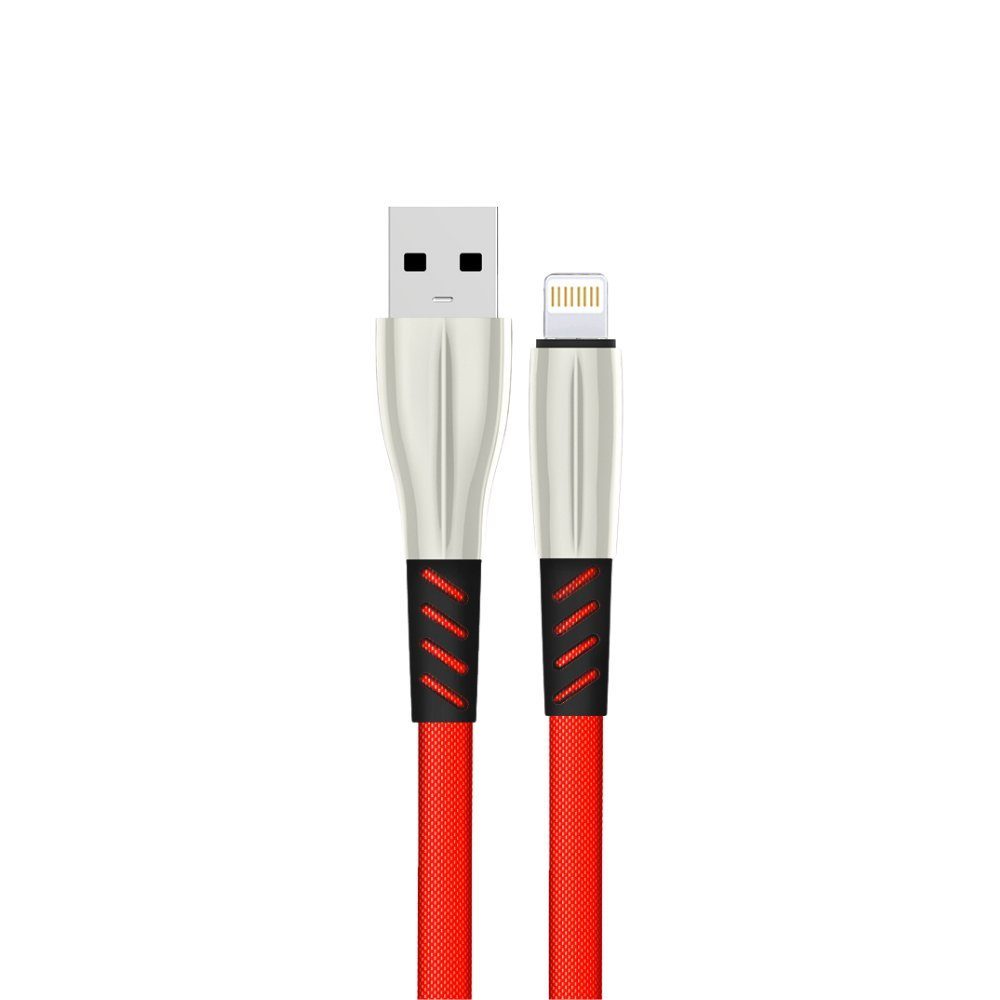 CLZ942 S89 Metal Uçlu Lightning Kablo İphone Uyumlu 1m 2.4a - Ürün Rengi : Kırmızı