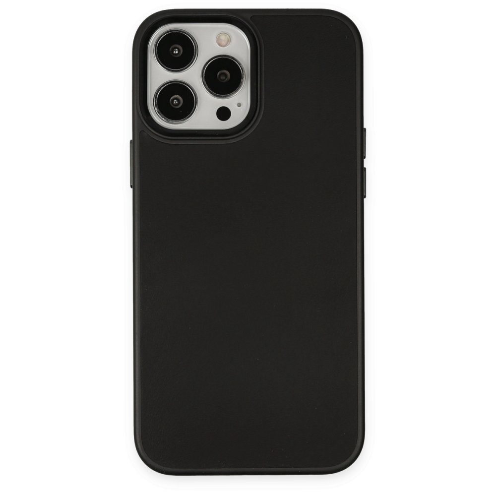 CLZ942 İphone 13 Pro Kılıf Asya Deri Silikon - Ürün Rengi : Siyah