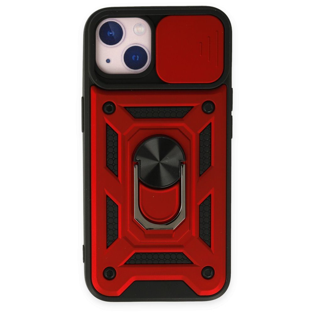 CLZ942 İphone 14 Kılıf Pars Lens Yüzüklü Silikon - Ürün Rengi : Kırmızı
