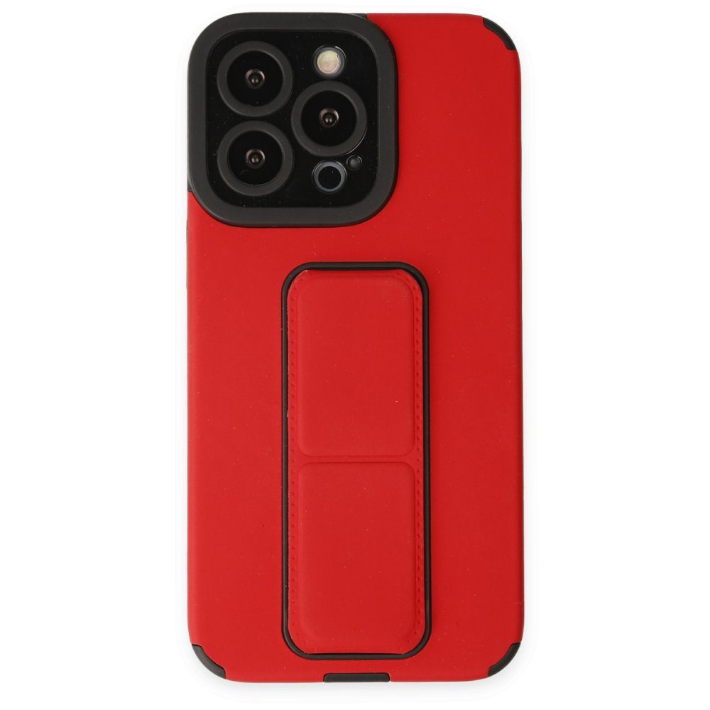 CLZ942 İphone 14 Pro Kılıf Mega Standlı Silikon - Ürün Rengi : Pudra