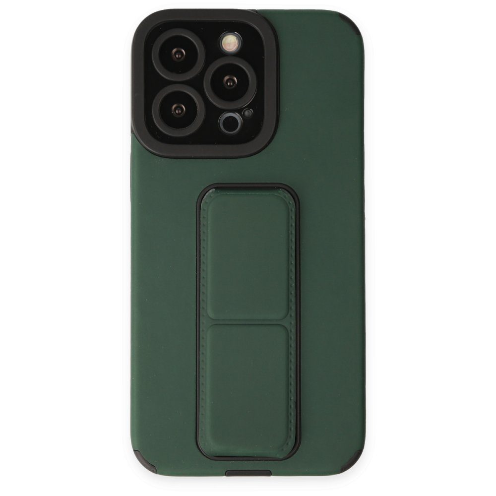 CLZ942 İphone 14 Pro Kılıf Mega Standlı Silikon - Ürün Rengi : Yeşil