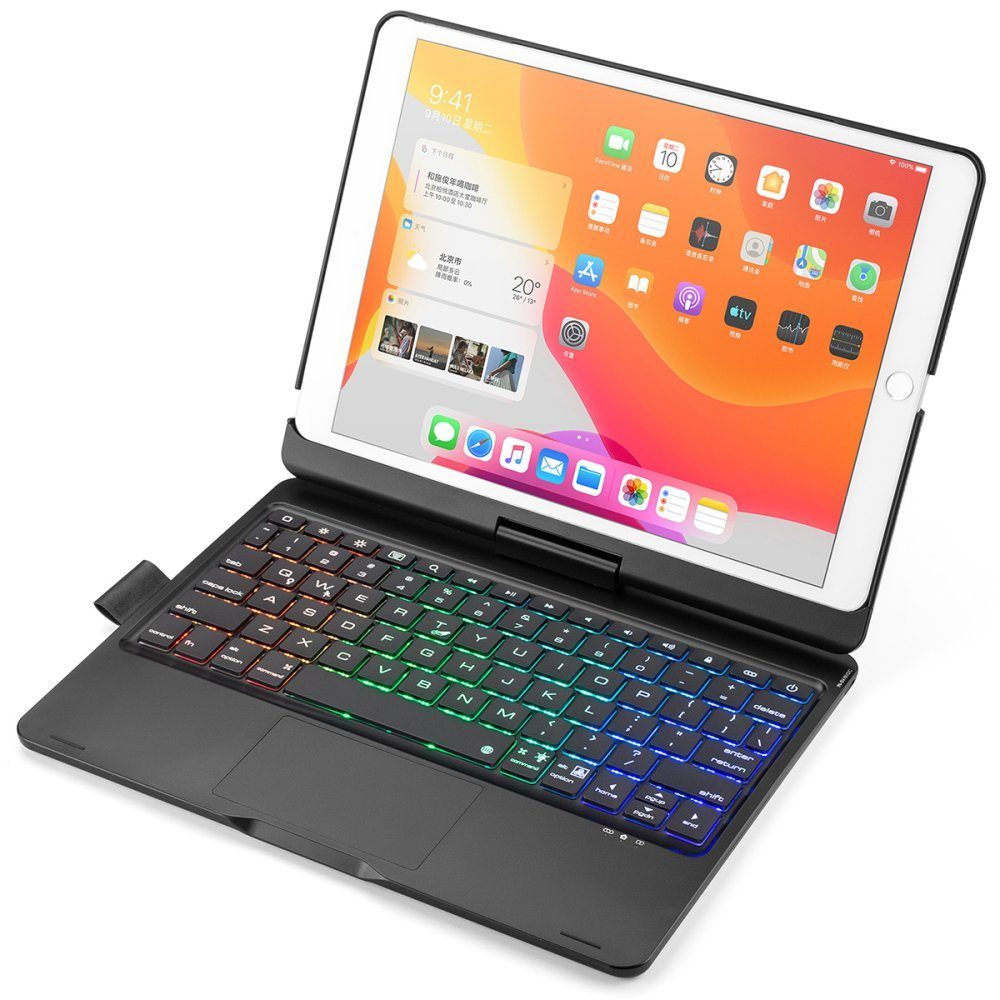 CLZ192 İpad 10.2 (7.nesil) Kılıf Magic Dönen Klavyeli Tablet Kılıf - Ürün Rengi : Pembe
