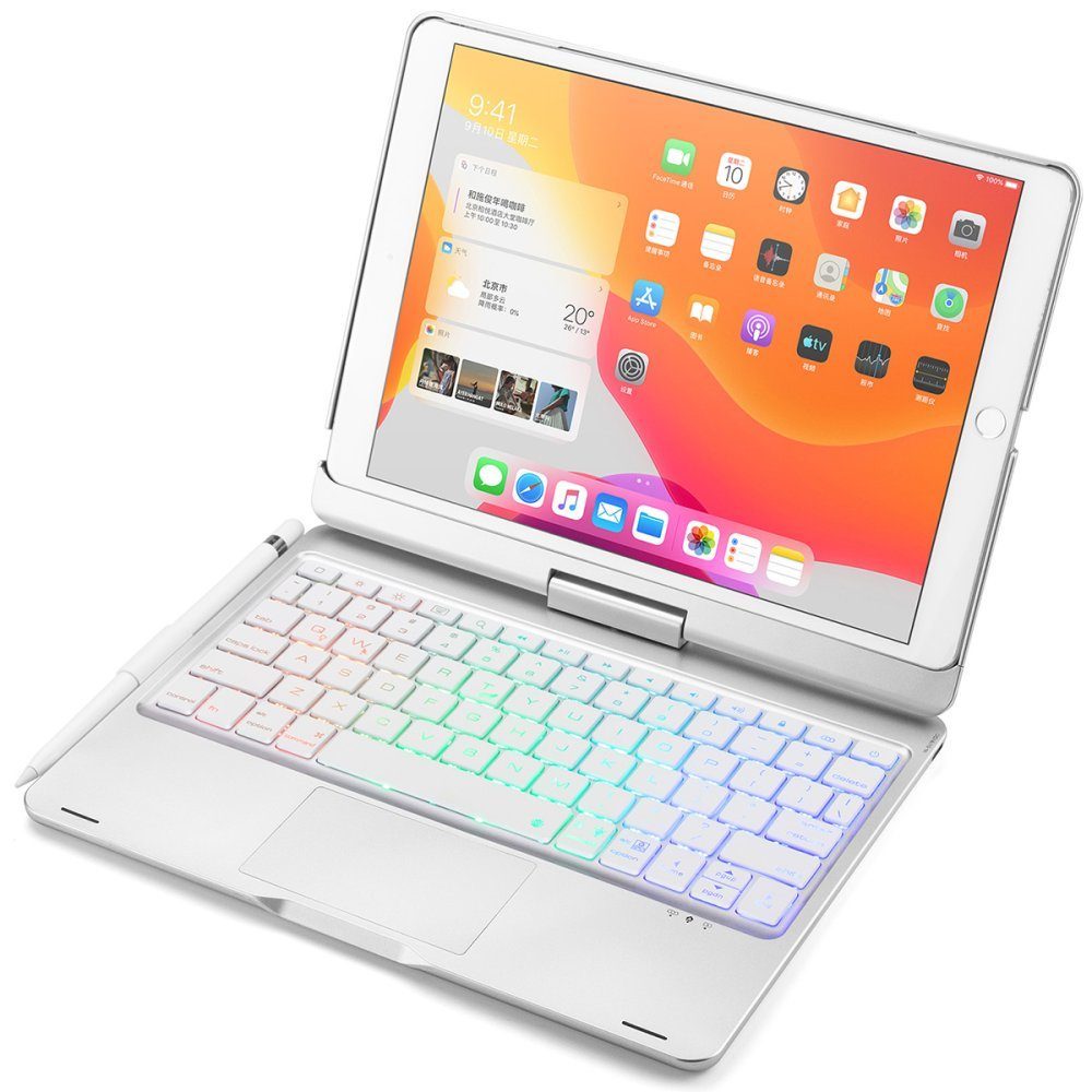 CLZ192 İpad Air 3 10.5 Kılıf Magic Dönen Klavyeli Tablet Kılıf - Ürün Rengi : Pembe