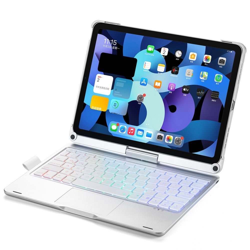 CLZ192 İpad Pro 11 (2020) Kılıf Magic Dönen Klavyeli Tablet Kılıf - Ürün Rengi : Gümüş
