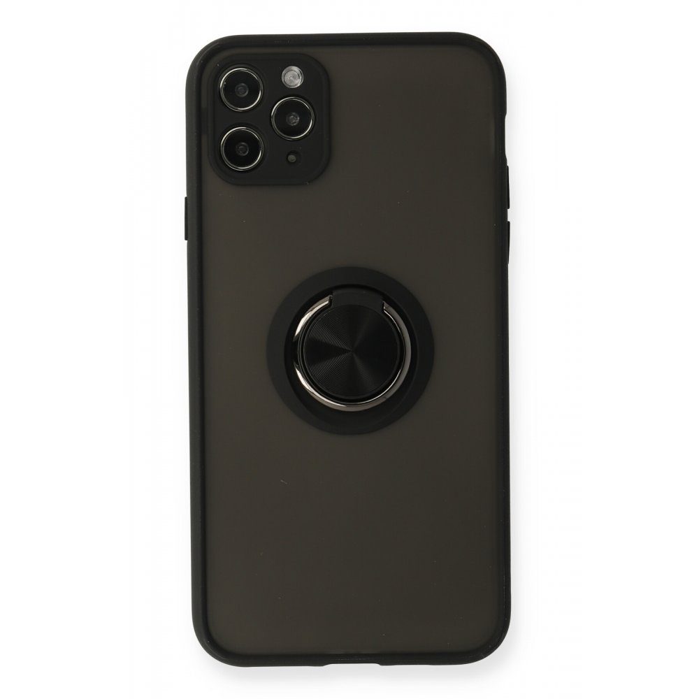 CLZ942 İphone 11 Pro Max Kılıf Montreal Yüzüklü Silikon Kapak - Ürün Rengi : Siyah