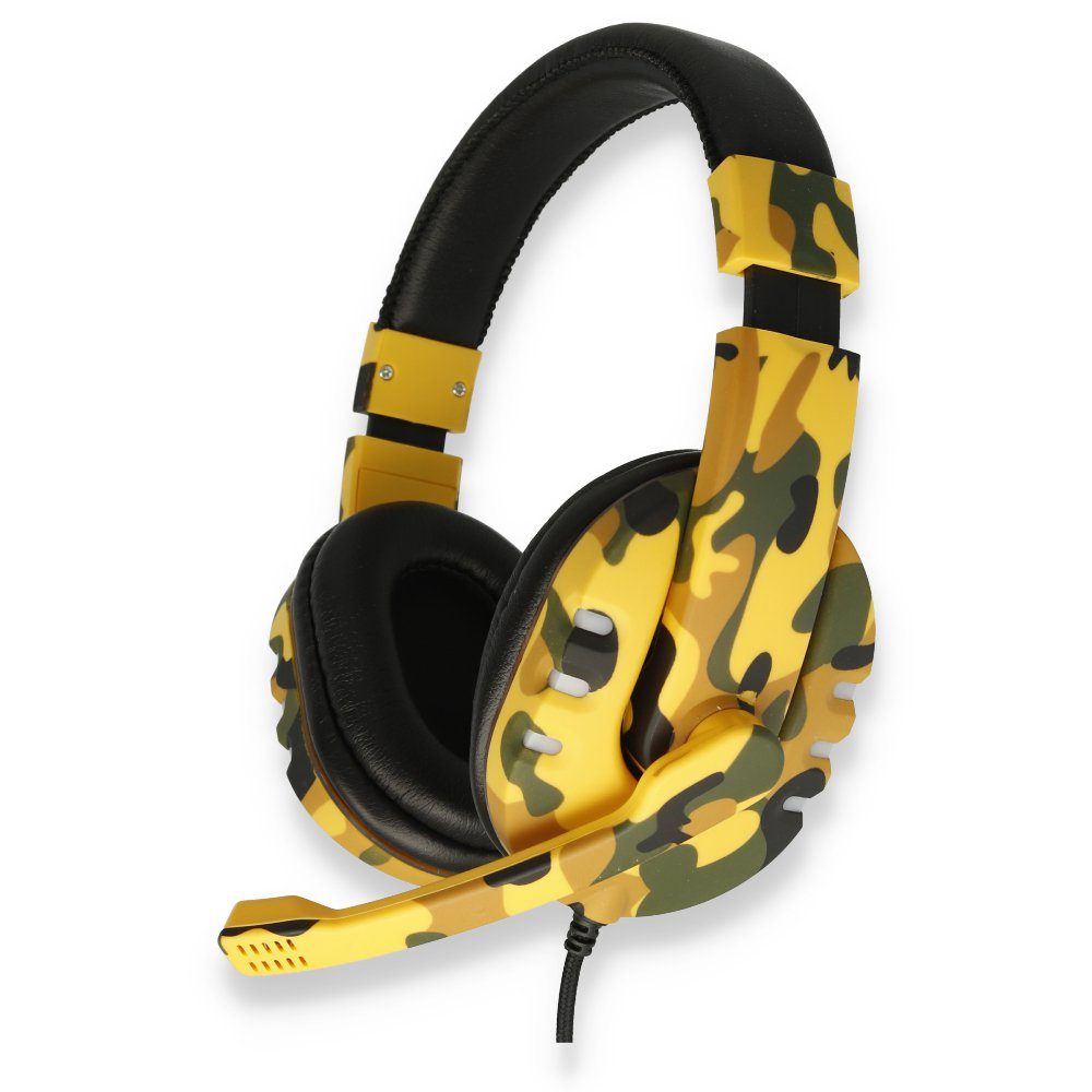 CLZ192 Kr Gm604 Kafa Üstü Oyuncu Kulaklık Kamuflaj - Ürün Rengi : Sarı