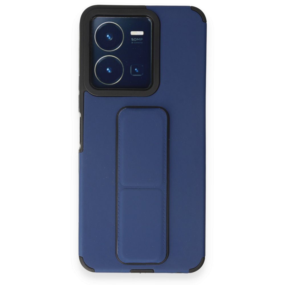 CLZ942 Vivo Y22s Kılıf Mega Standlı Silikon - Ürün Rengi : Mavi