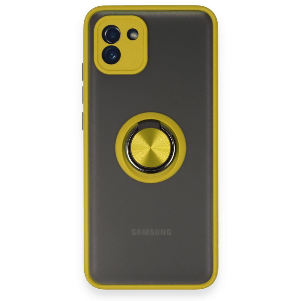 CLZ942 Samsung Galaxy A03 Kılıf Montreal Yüzüklü Silikon Kapak - Ürün Rengi : Siyah