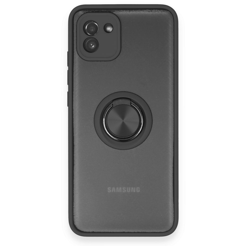 CLZ942 Samsung Galaxy A03 Kılıf Montreal Yüzüklü Silikon Kapak - Ürün Rengi : Siyah