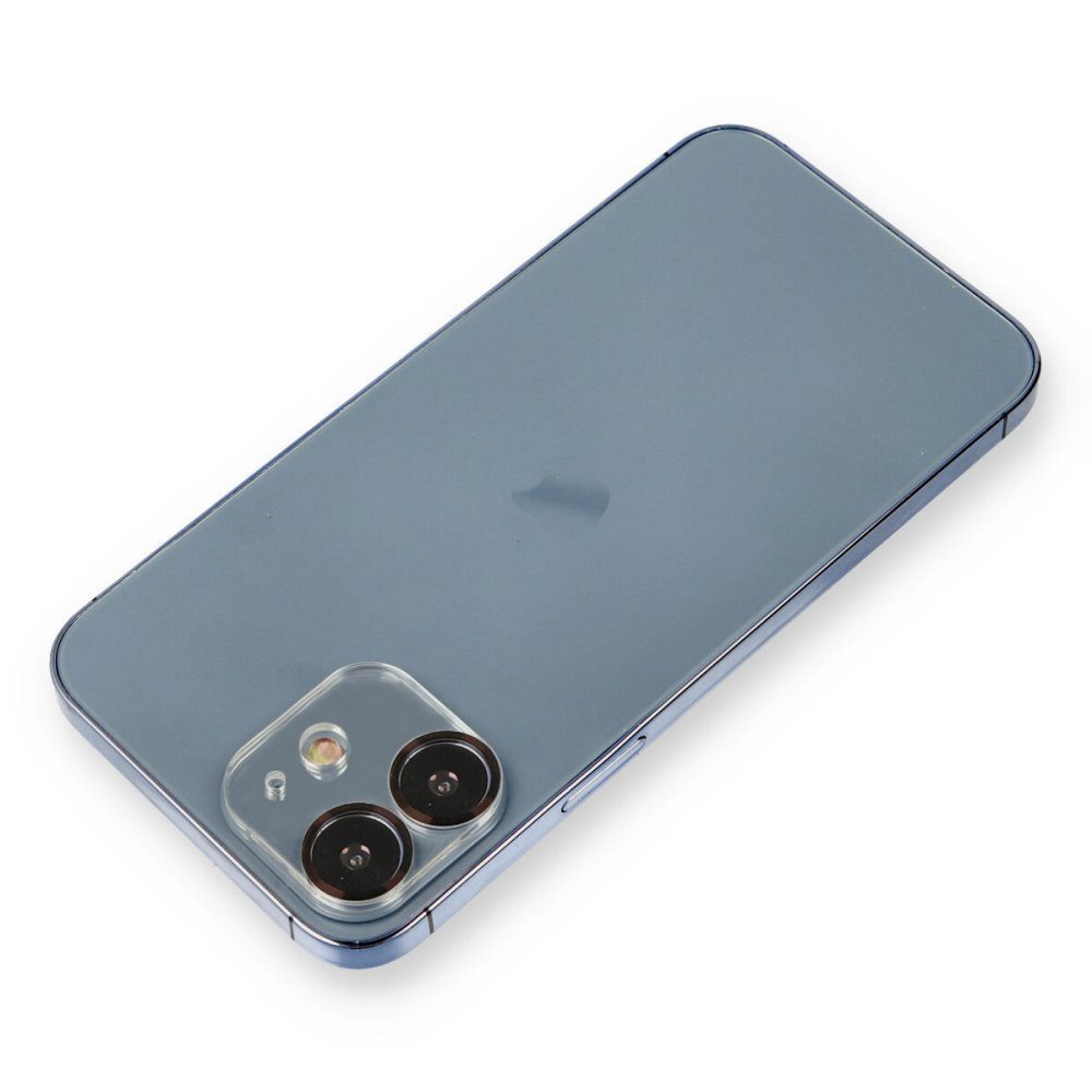 CLZ942 İphone 12 Mini Metal Kamera Lens Koruma Cam - Ürün Rengi : Siyah