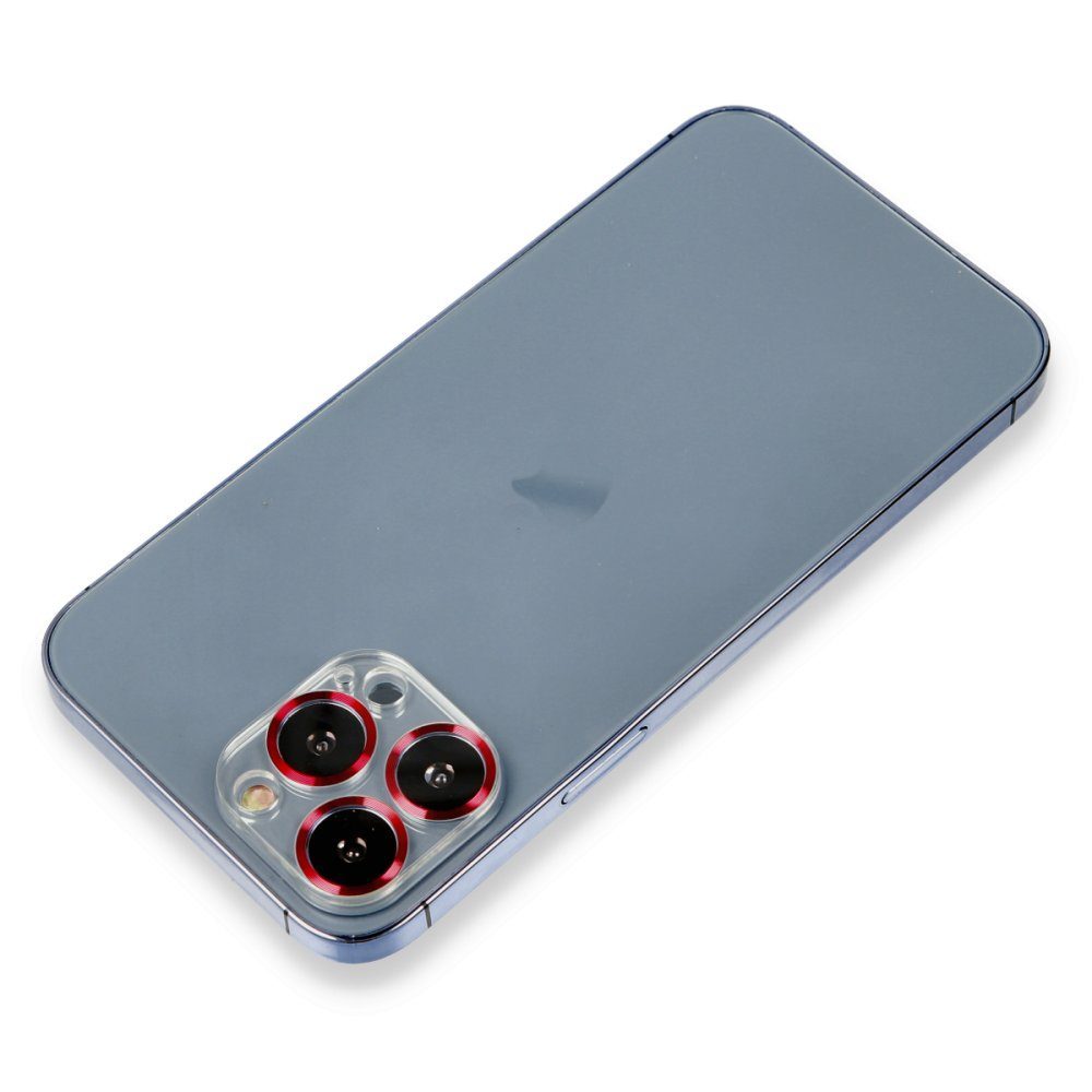 CLZ942 İphone 12 Pro Metal Kamera Lens Koruma Cam - Ürün Rengi : Kırmızı