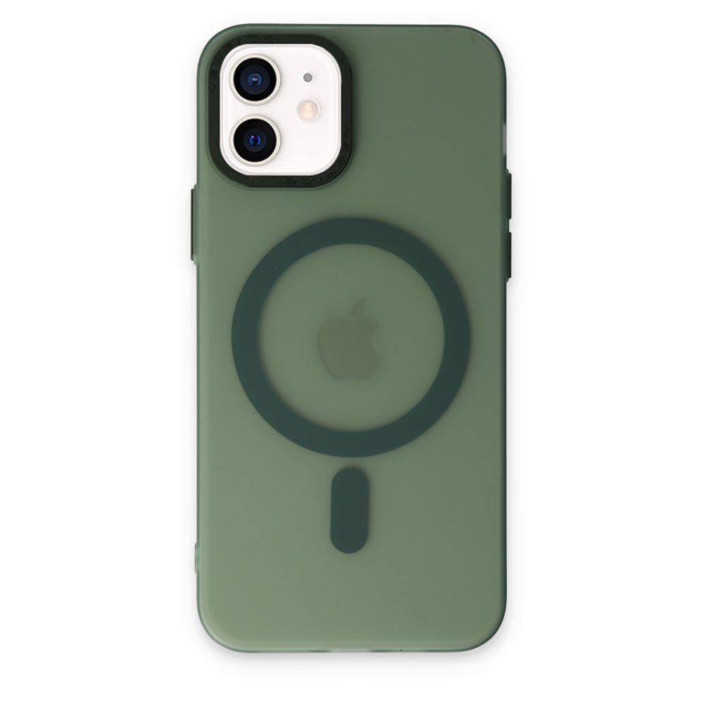 CLZ942 İphone 12 Kılıf Lodos Magneticsafe Mat Kapak - Ürün Rengi : Köknar Yeşili