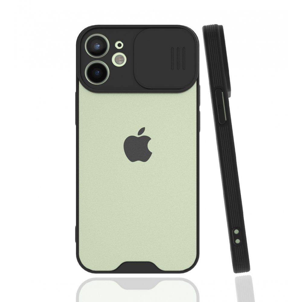 CLZ942 İphone 12 Mini Kılıf Platin Kamera Koruma Silikon - Ürün Rengi : Siyah