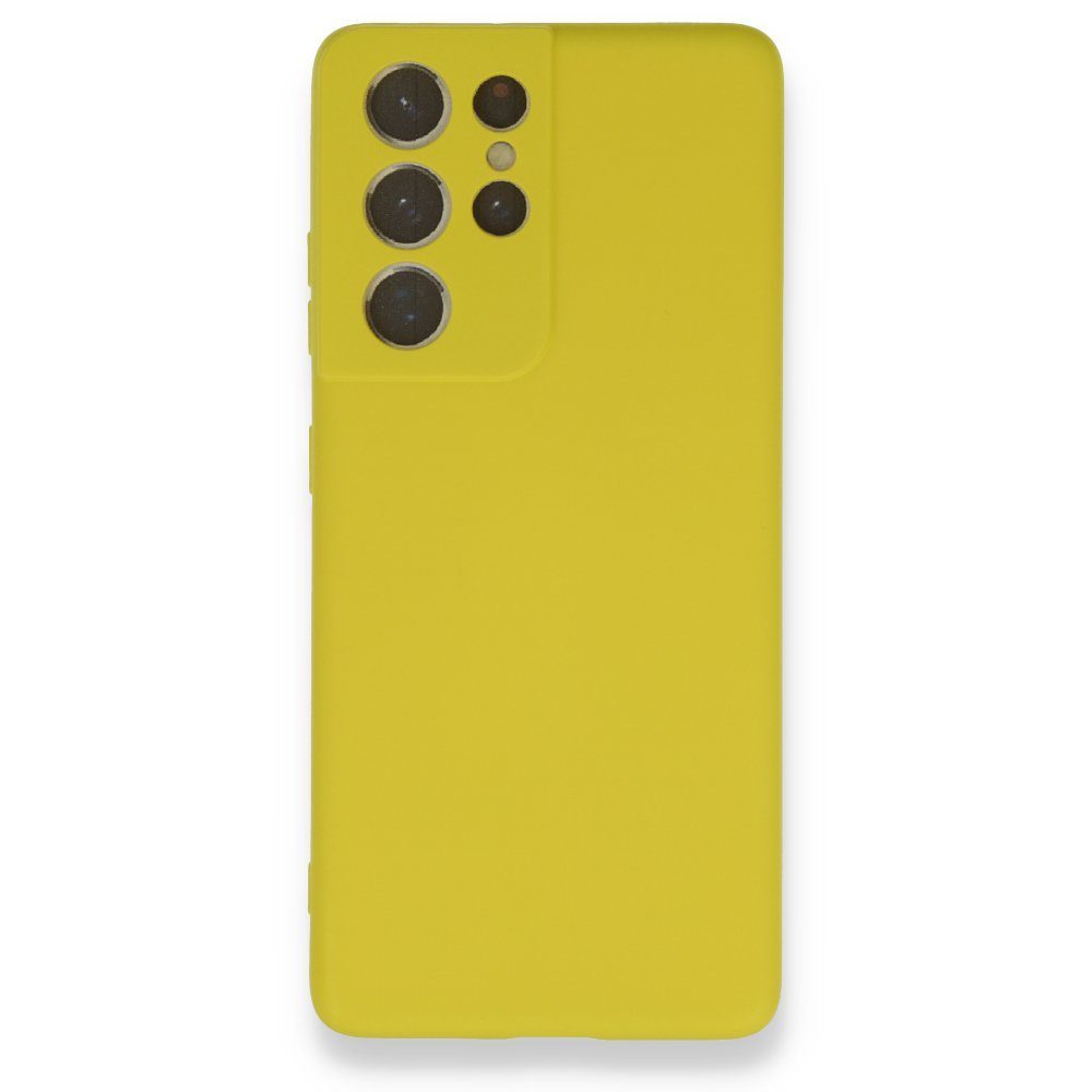 CLZ942 Samsung Galaxy S21 Ultra Kılıf Nano İçi Kadife  Silikon - Ürün Rengi : Sarı