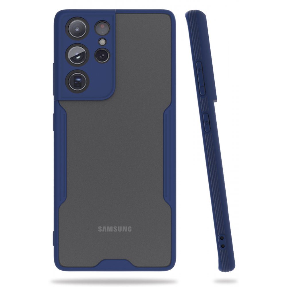 CLZ942 Samsung Galaxy S21 Ultra Kılıf Platin Silikon - Ürün Rengi : Mavi
